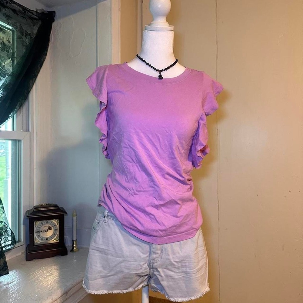 Size S lavender LOFT flutter sleeve tee